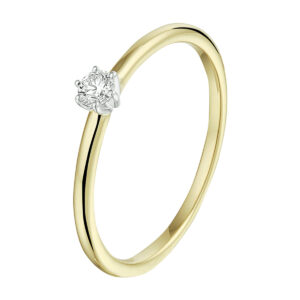 ring diamant 0.10ct h si 14K bicolor goud geel/wit