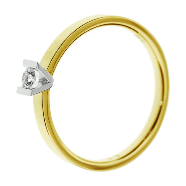 ring diamant 0.10ct h si 14K bicolor goud geel/wit - Afbeelding 3