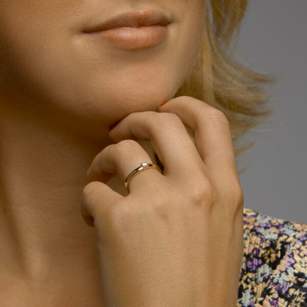 ring diamant 0.10ct h si 14K bicolor goud geel/wit - Afbeelding 3