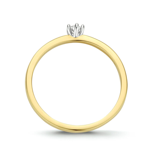 ring diamant 0.10ct h si 14K bicolor goud geel/wit - Afbeelding 3