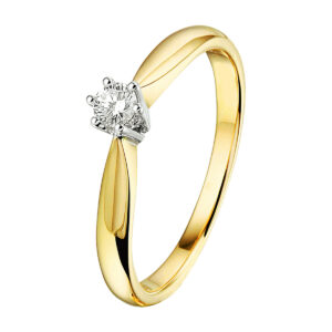 ring diamant 0.10ct h si 14K bicolor goud geel/wit