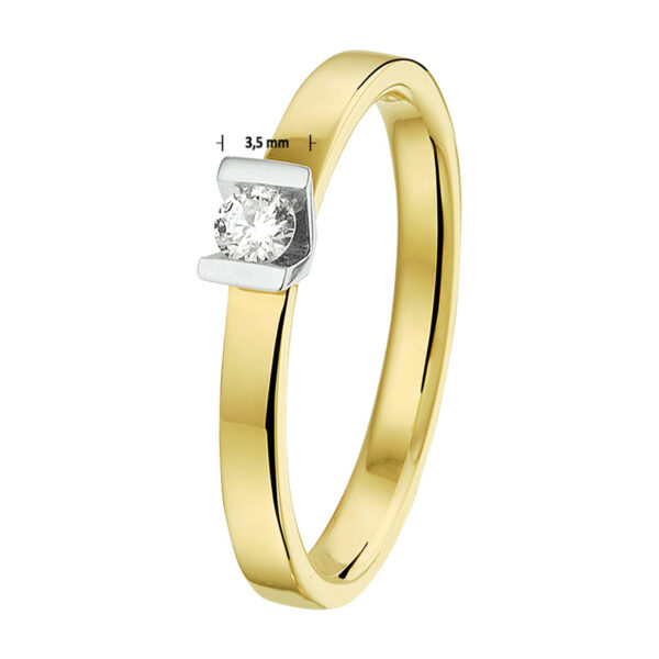 ring diamant 0.10ct h si 14K bicolor goud geel/wit - Afbeelding 4