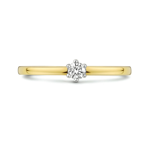 ring diamant 0.10ct h si 14K bicolor goud geel/wit - Afbeelding 4