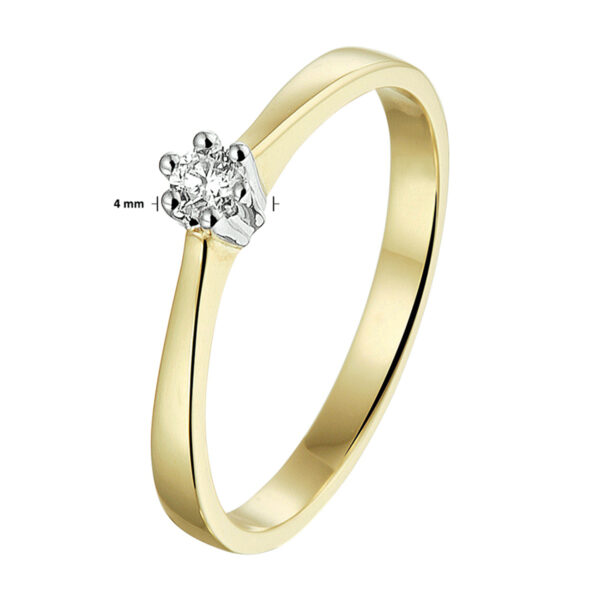 ring diamant 0.10ct h si 14K bicolor goud geel/wit - Afbeelding 4
