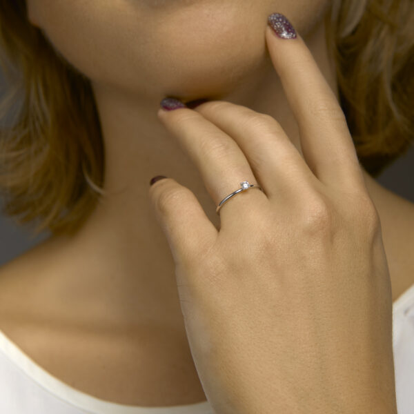 ring diamant 0.10ct h si 14K witgoud met palladium - Afbeelding 2