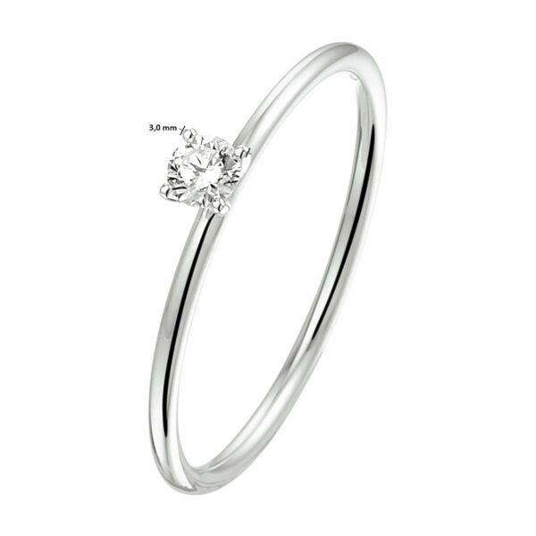 ring diamant 0.10ct h si 14K witgoud met palladium - Afbeelding 3