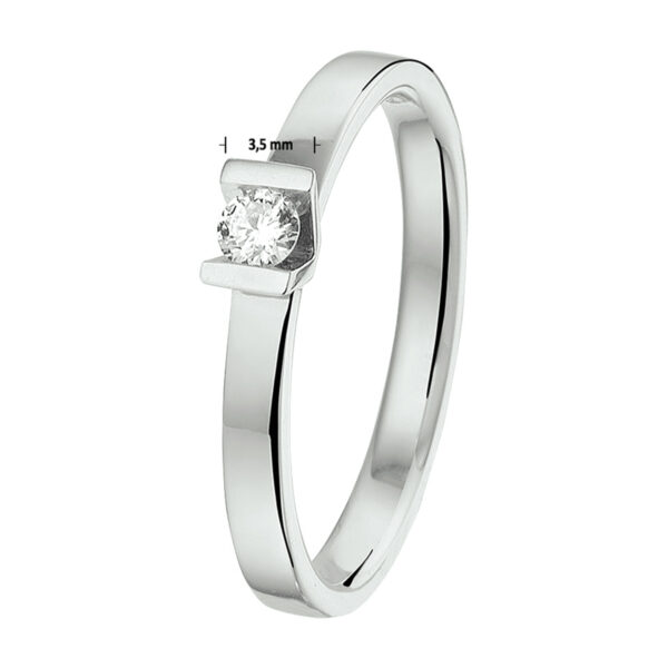 ring diamant 0.10ct h si 14K witgoud met palladium - Afbeelding 4