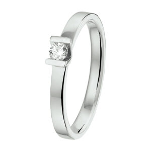 ring diamant 0.10ct h si 14K witgoud met palladium