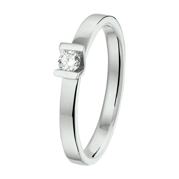 ring diamant 0.10ct h si 14K witgoud met palladium