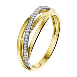 ring diamant 0.11ct h si 14K bicolor goud geel/wit