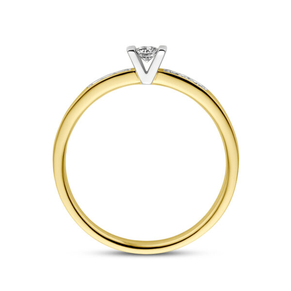 ring diamant 0.12ct h si 14K bicolor goud geel/wit - Afbeelding 2