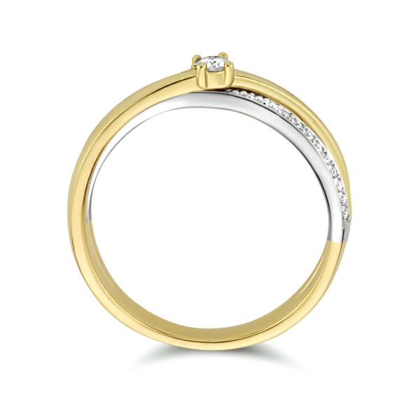 ring diamant 0.13ct h si 14K bicolor goud geel/wit - Afbeelding 3