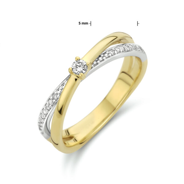 ring diamant 0.13ct h si 14K bicolor goud geel/wit - Afbeelding 4