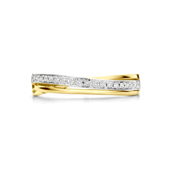 ring diamant 0.13ct h si 14K bicolor goud geel/wit - Afbeelding 4