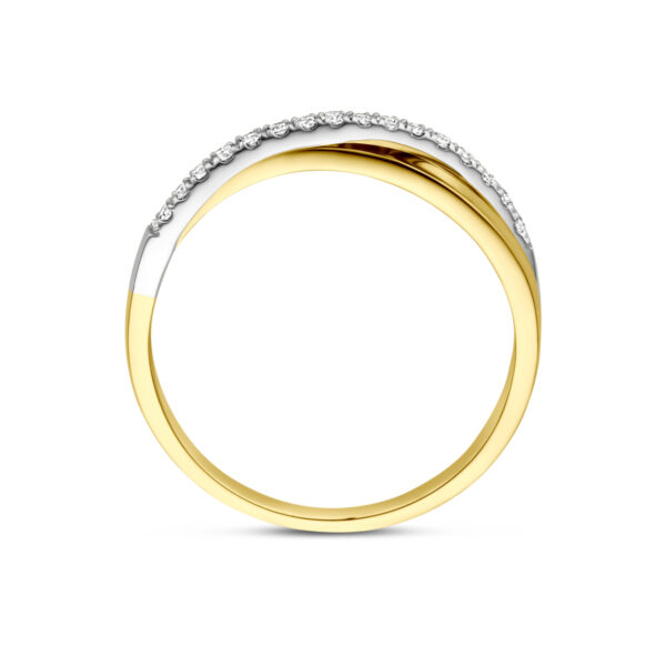 ring diamant 0.14ct h si 14K bicolor goud geel/wit - Afbeelding 3