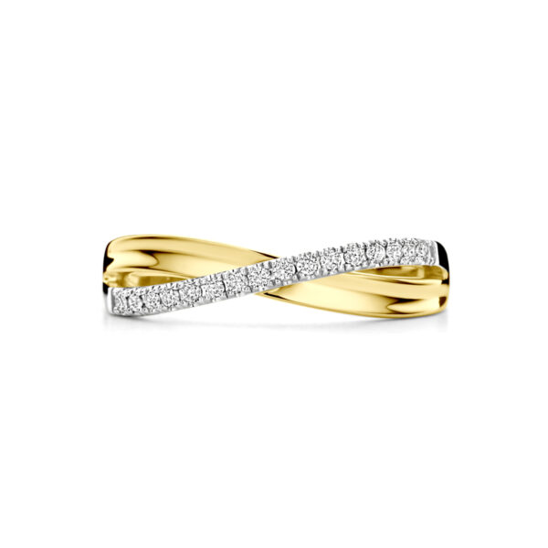 ring diamant 0.14ct h si 14K bicolor goud geel/wit - Afbeelding 4