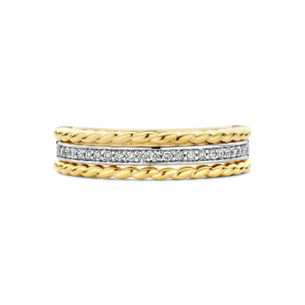 ring diamant 0.14ct h si 14K bicolor goud geel/wit - Afbeelding 4