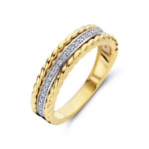 ring diamant 0.14ct h si 14K bicolor goud geel/wit