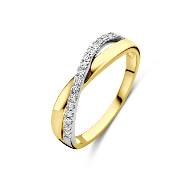 ring diamant 0.14ct h si 14K bicolor goud geel/wit