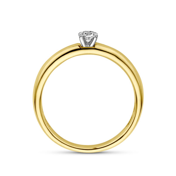 ring diamant 0.15ct h si 14K bicolor goud geel/wit - Afbeelding 2