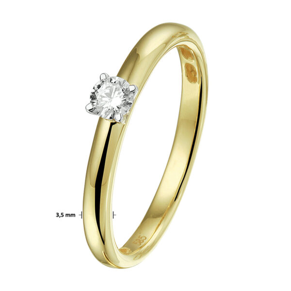 ring diamant 0.15ct h si 14K bicolor goud geel/wit - Afbeelding 4