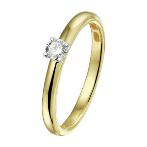 ring diamant 0.15ct h si 14K bicolor goud geel/wit
