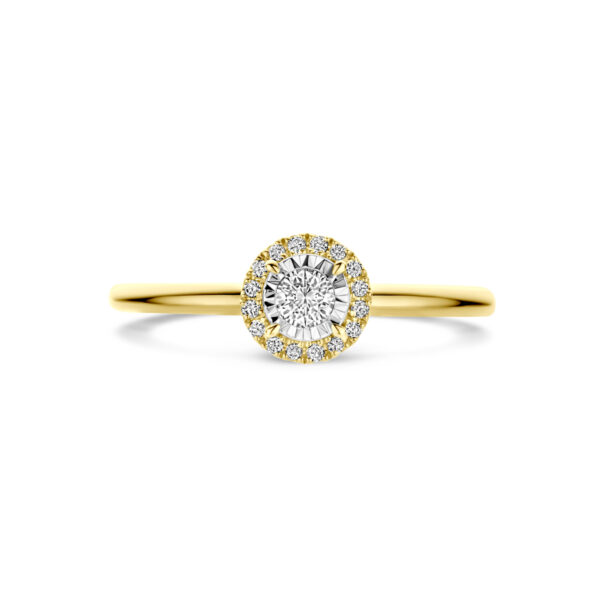 ring diamant 0.15ct h si 14K bicolor goud geel/wit - Afbeelding 4