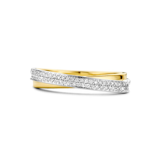 ring diamant 0.16ct h si 14K bicolor goud geel/wit - Afbeelding 4