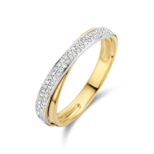 ring diamant 0.16ct h si 14K bicolor goud geel/wit