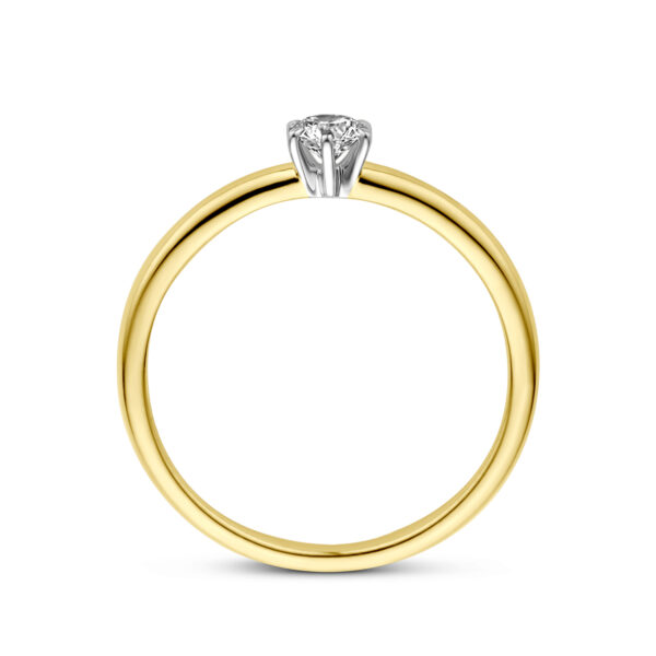 ring diamant 0.20ct h si 14K bicolor goud geel/wit - Afbeelding 2
