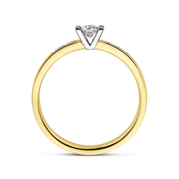 ring diamant 0.20ct h si 14K bicolor goud geel/wit - Afbeelding 2