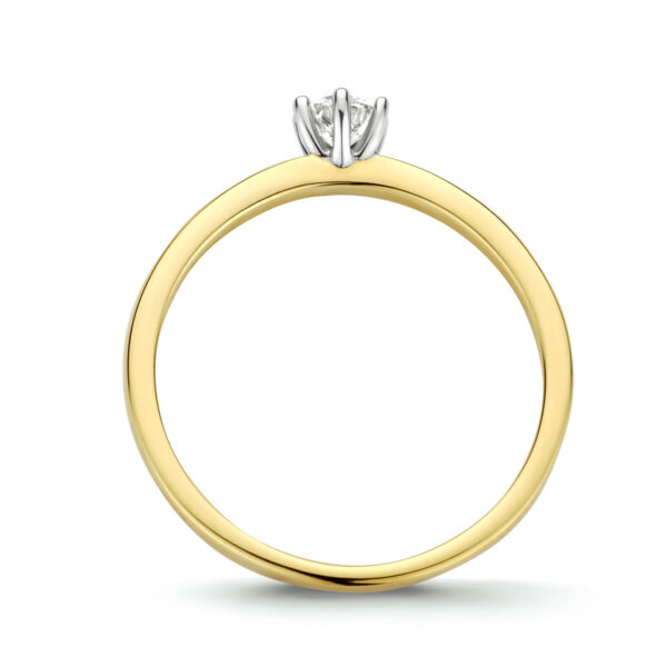 ring diamant 0.20ct h si 14K bicolor goud geel/wit - Afbeelding 3