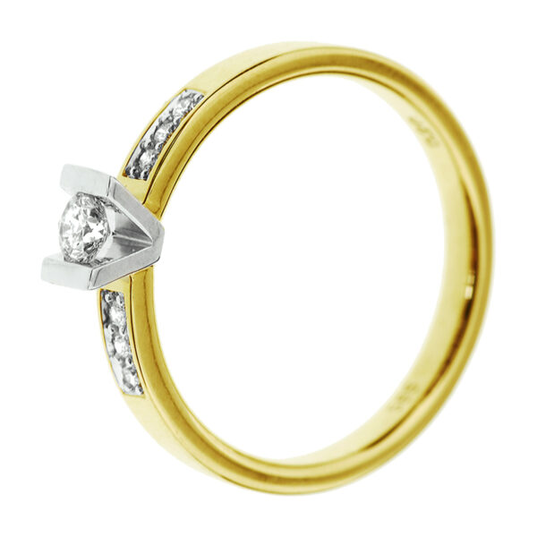 ring diamant 0.20ct h si 14K bicolor goud geel/wit - Afbeelding 3