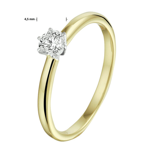 ring diamant 0.20ct h si 14K bicolor goud geel/wit - Afbeelding 4