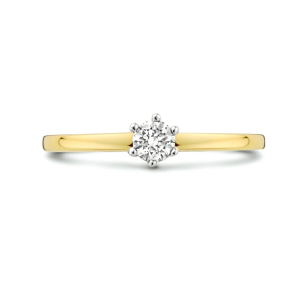 ring diamant 0.20ct h si 14K bicolor goud geel/wit - Afbeelding 4