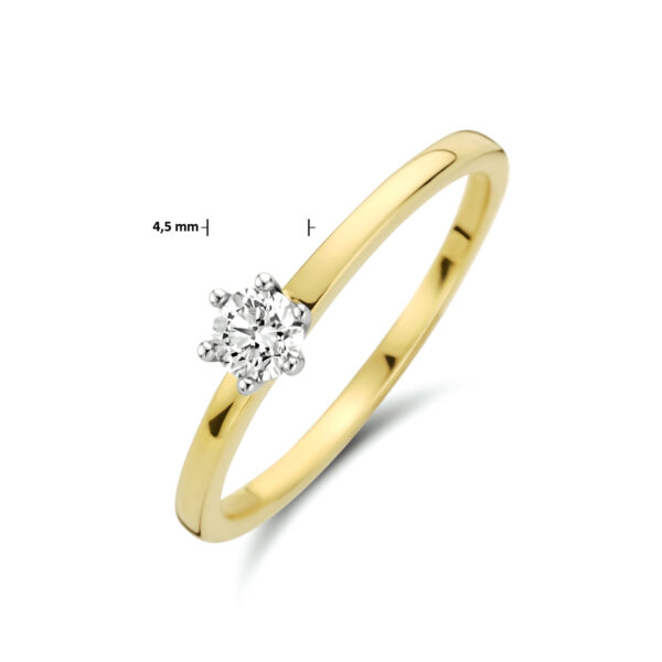 ring diamant 0.20ct h si 14K bicolor goud geel/wit - Afbeelding 5