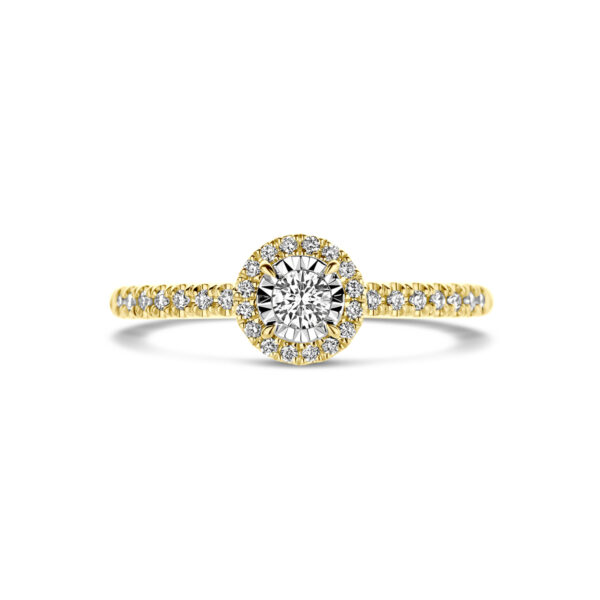 ring diamant 0.22ct h si 14K bicolor goud geel/wit - Afbeelding 4