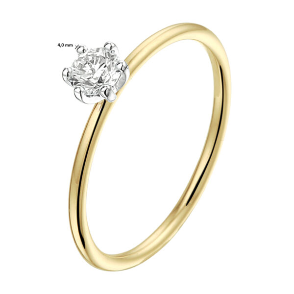 ring diamant 0.245ct h si 14K bicolor goud geel/wit - Afbeelding 3