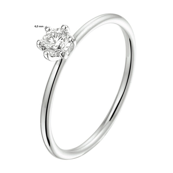 ring diamant 0.245ct h si 14K witgoud met palladium - Afbeelding 3