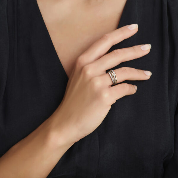 ring diamant 0.25ct h si 14K bicolor goud geel/wit - Afbeelding 2