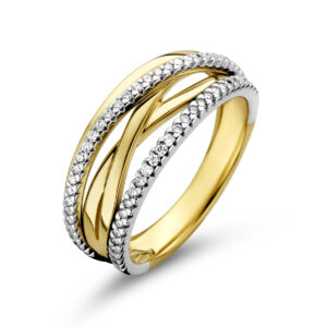 ring diamant 0.25ct h si 14K bicolor goud geel/wit