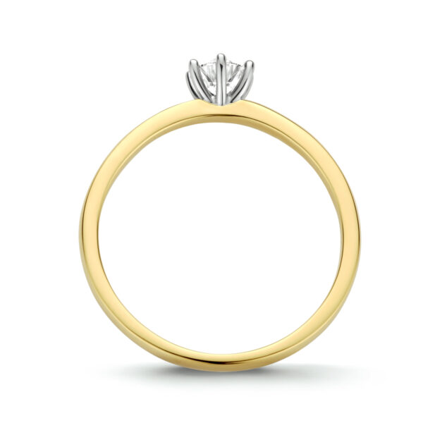 ring diamant 0.25ct h si 14K bicolor goud geel/wit - Afbeelding 3
