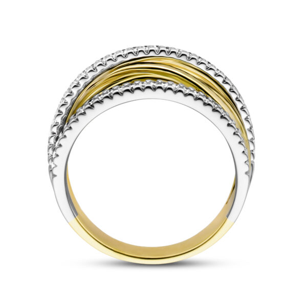 ring diamant 0.25ct h si 14K bicolor goud geel/wit - Afbeelding 3