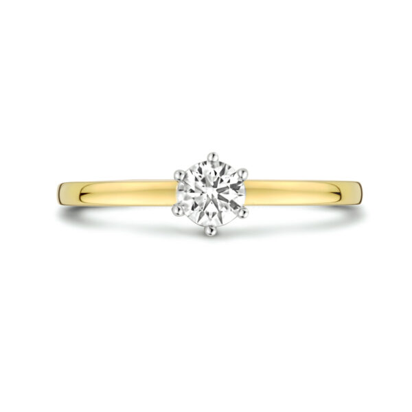 ring diamant 0.25ct h si 14K bicolor goud geel/wit - Afbeelding 4