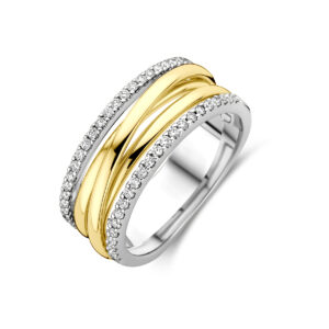 ring diamant 0.28ct h si 14K bicolor goud geel/wit