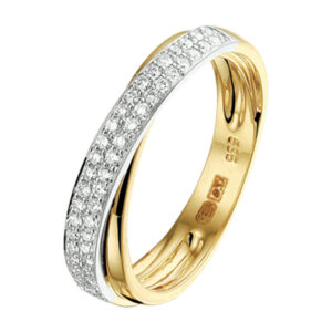 ring diamant 0.29ct h si 14K bicolor goud geel/wit