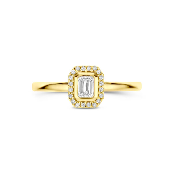 ring diamant 0.31ct h si halo 14K geelgoud - Afbeelding 4