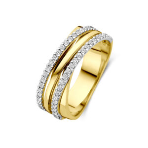 ring diamant 0.42ct h si 14K bicolor goud geel/wit