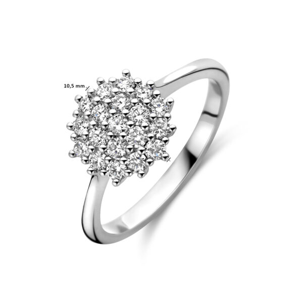 ring diamant 0.50ct h si rozet 14K witgoud - Afbeelding 5