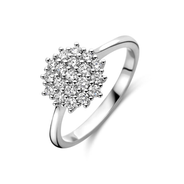 ring diamant 0.50ct h si rozet 14K witgoud